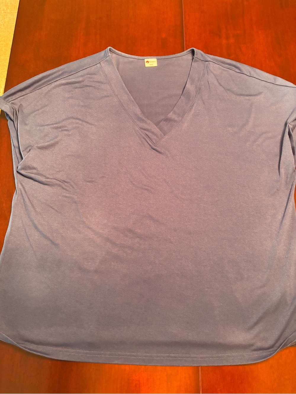 Relaxed V-Neck Short Sleeve Tee in Dusty Blue